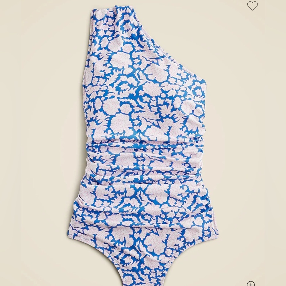 J. CREW! Size 0- SZ Blockprints™ X ruched one-shoulder one-piece swimsuit.
